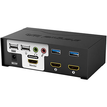 胜为KVM切换器2口 2进1出HDMI转换器 USB高清视频电脑显示器键鼠共享器 配线带音频麦克KS-7021H