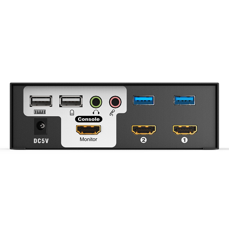 胜为KVM切换器2口 2进1出HDMI转换器 USB高清视频电脑显示器键鼠共享器 配线带音频麦克KS-7021H